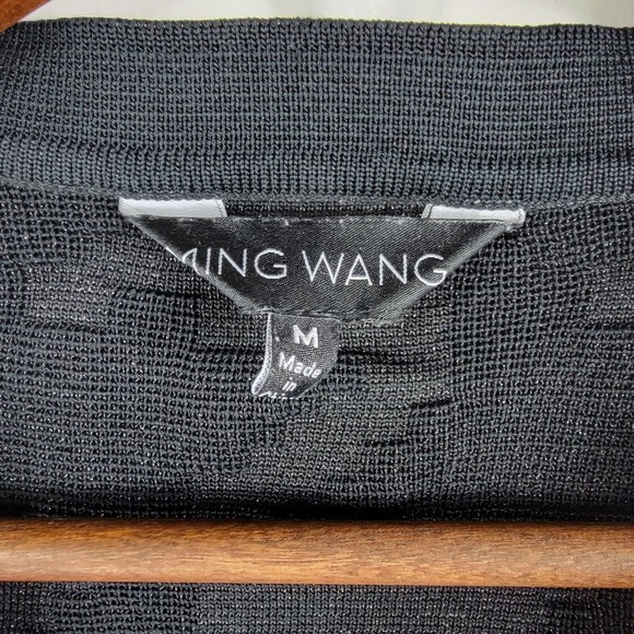 Ming Wang Size Medium Black Open Front Blazer Jacket with Rhinestones - Picture 3 of 8